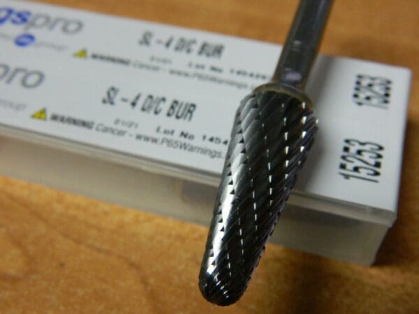 SGS Pro SL-4, 1/2" Cut Diam 1/4" Shank Diam Carbide Double Cut Taper Burr QTY 2