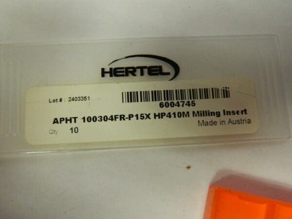 Hertel APHT 100304FR-27P H216T Carbide Milling Insert Pack of 10