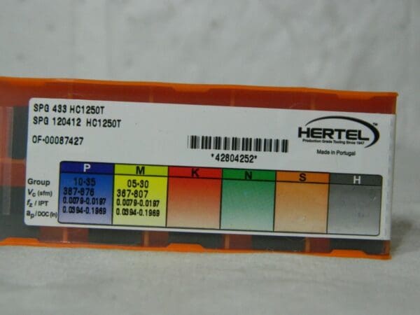 Hertel SPG433 HC1250T Carbide Turning Insert Qty 10 4280452