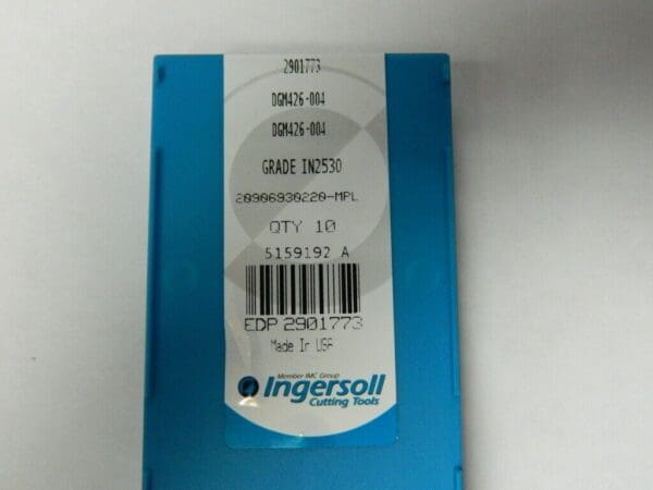 Ingersoll DGM426-004 IN2530 4 Cutting Edges Milling Inserts Pack of 10