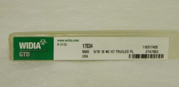 Widia GTD Plug Forming Tap 5/16-18 NC H7 4-Flute #17034