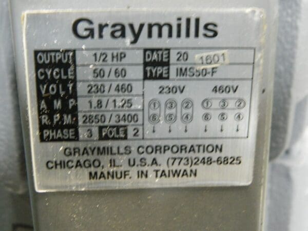 Graymills Coolant Suction Pump 3/4" NPT 1/2 HP 230/460v 3 Ph IMS50-F Repair