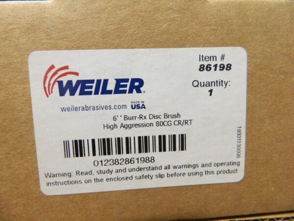 Weiler 6" Outside Diam Burr-Rx Disc Brush 80 Grit Crimped Bristles 86198