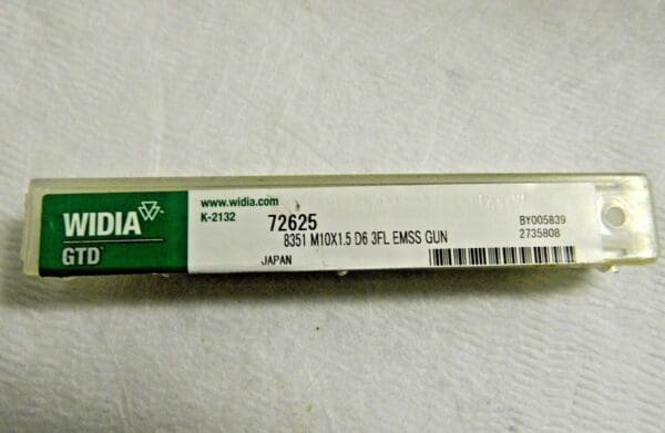 Widia GTD Spiral Point Taps EM-SS M10X1.5 D6 3FL 72625