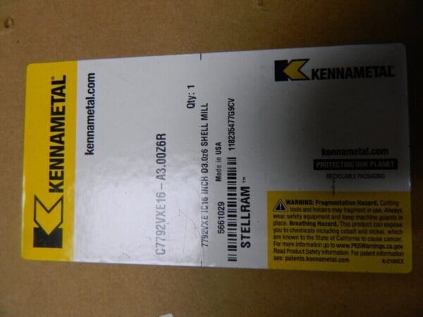 KENNAMETAL 3″ Cut Diam, Indexable High-Feed Face Mill