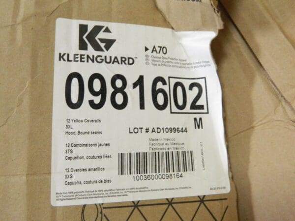 Kleenguard Size 3XL PE Film Chemical Resistant Coveralls Qty 12 09816