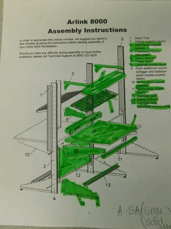 Lista Arlink 8000 48" Single Sided Adder A-SA BB PARTS