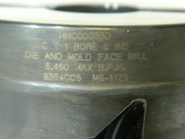 Hertel Die & Mold Face Mill 3” Dia 6Fl 1” Bore RH 1.97”H 5460 Max RPM HMO00035D