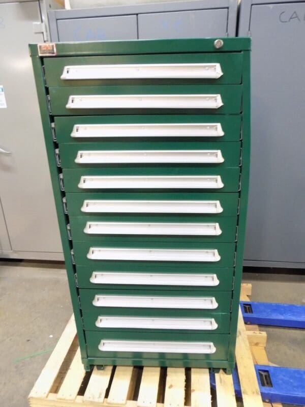 Lyon Modular Storage Cabinet 12-Drawer 59" x 30" x 28" Steel Green DAMAGED