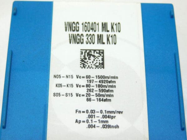 Ingersoll Carbide Turning Inserts VNGG160401ML K10 Qty 10 5519356