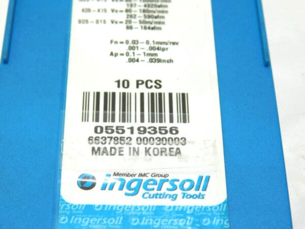 Ingersoll Carbide Turning Inserts VNGG160401ML K10 Qty 10 5519356