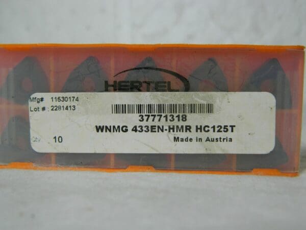 Hertel WNMG 433EN-HMR HC125T Carbide Turning Insert Qty 10 37771318