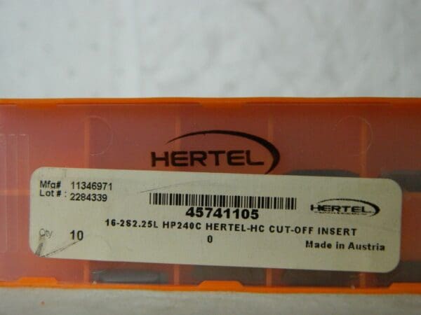 Hertel 16-2S2.25L HP240C Carbide Cutoff Insert Qty 8 45741105