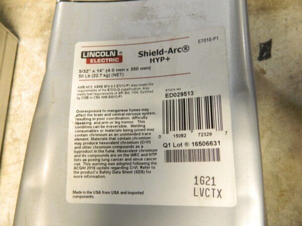 Lincoln Electric 50lbs Electrodes 5/32 x 14 E7010-P1