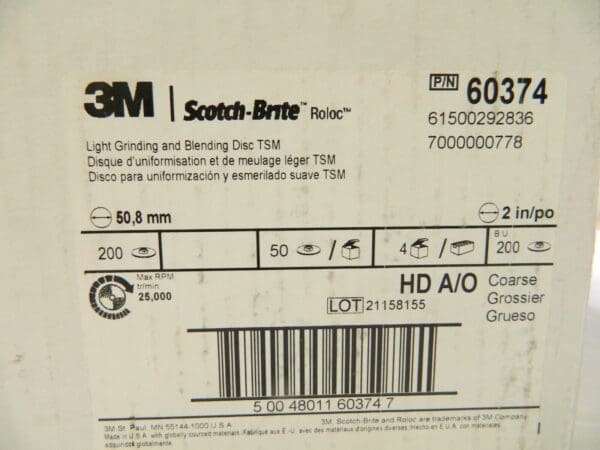 3M Light Grinding And Blending Disc TSM 2 Inch X NH Qty 200 Discs 60374