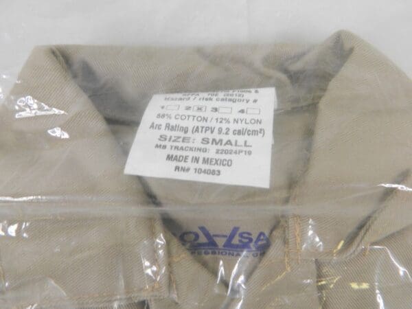 PRO-SAFE Size S Khaki 8.7 cal/cm2 Arc Flash Coveralls AF-CV-B1-S