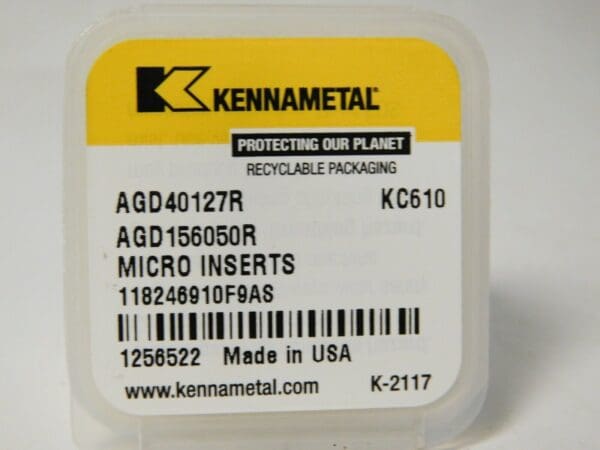 Kennametal Carbide Grooving Tool AGD40127R/AGD156050R KC610 1256522