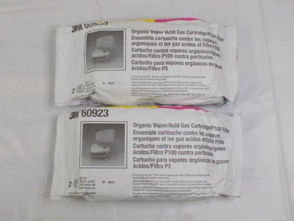 Lot of 2 Pairs 3M Organic Vapor / Acid Gas Cartridge P100 Filter 60923