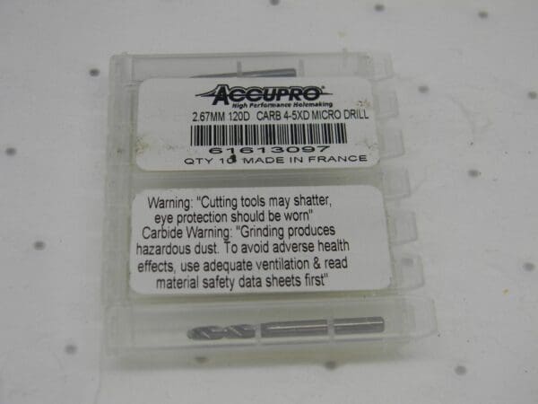 ACCUPRO Solid Carbide Micro Drill Bits : 0.1051″ Dia, 120 ° QTY 7 A-6120267R