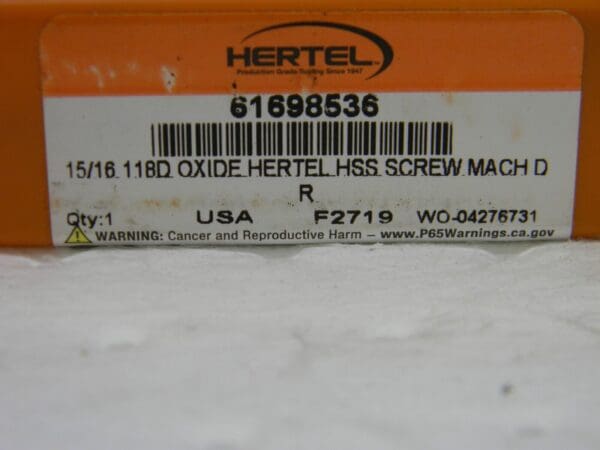 HERTEL Screw Machine Length Drill Bit 0.9375″ Dia 118 ° HSS 61698536