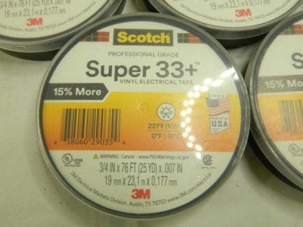 3M 3/4″ x 76' x 7 mil Black Vinyl Electrical Tape Qty 8 BD-21485-10