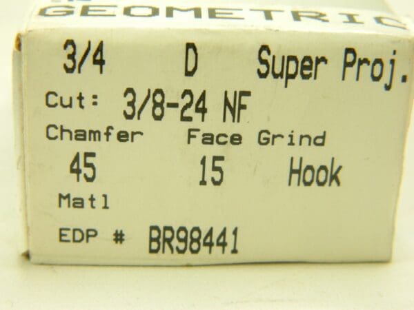 GTD 3/8-24 UNF Thread 15° Hook Angle Projection RH HSS Chaser Qty 4 BR98441