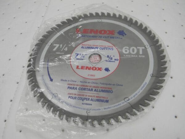 ENOX 7-1/4″ Diam, 5/8″ Arbor Hole Diam, 60 Tooth Saw Blade 21882AL714060CT