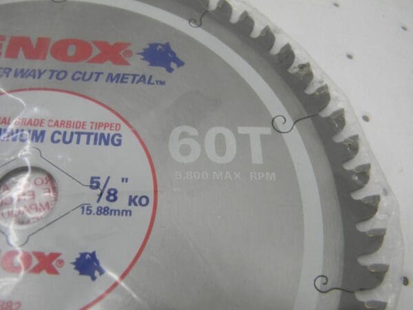 ENOX 7-1/4″ Diam, 5/8″ Arbor Hole Diam, 60 Tooth Saw Blade 21882AL714060CT