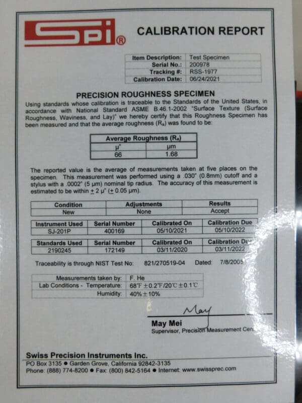SPI Surface Roughness Tester w/0.0002" Probe 14-416-2 PARTS/REPAIR