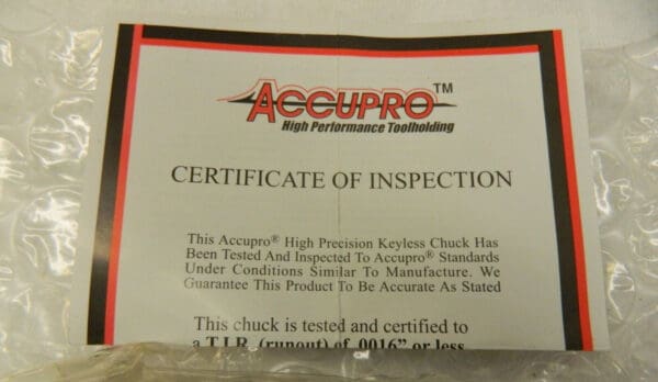 ACCUPRO CAT40, 1/8 to 5/8″ Capacity, Integral Shank Drill Chuck NP0164040