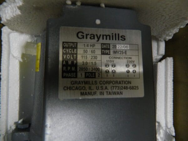 GRAYMILLS 3/1.5 Amp 115/230 Volt Immersion Machine Recirculating Pump IMV25-E