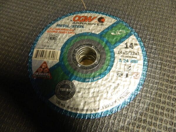 CGW Abrasives AO Cut-Off Wheel Type 1, 14″ Dia, 5/32″ Thick, 1″ H Qty 10 35600