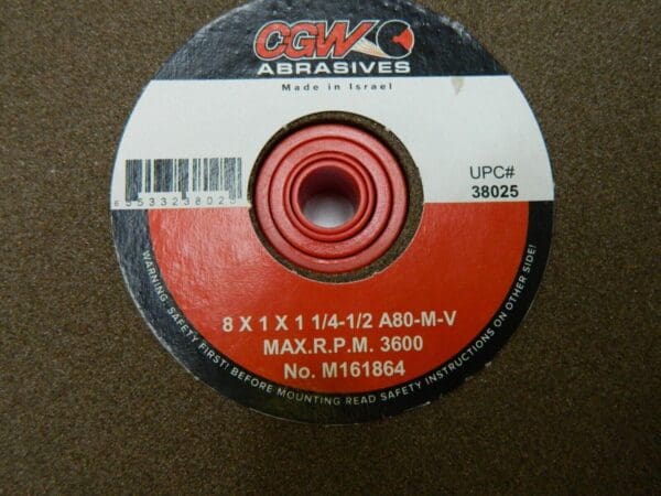 CGW ABRASIVES Grinding Wheel 8″ Dia, 1″ Thick, 1-1/4″ Hole Dia 38025