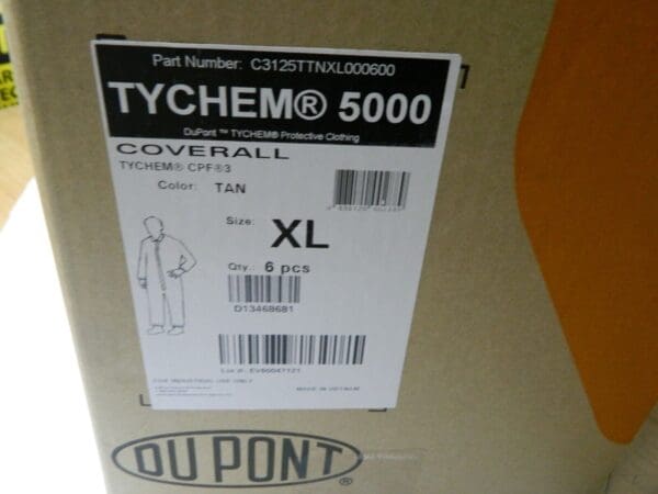 Box of 6 Dupont Tychem5000 Collared Disposable Coveralls Tan XL C3125TTNXL00060