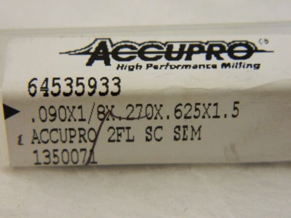 ACCUPRO Square End Mill: 3/32 Dia 2 fl carbide qty 2 6500706