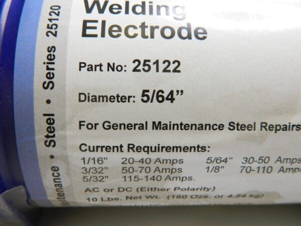 Carbon Steel Arc Welding Electrode 5/64" Diam Series 25120 10 Lbs 25122