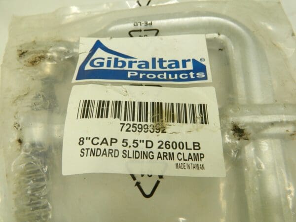 GIBRALTAR Sliding Arm Bar Clamp: 5-1/2″ Throat Depth 8" Cap. 2600LB 72599392