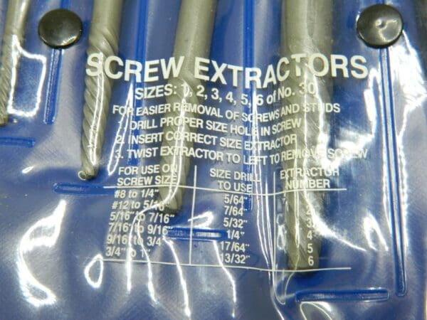 CHICAGO-LATROBE 6 Pc Screw Extractor SetIncludes #1 to #6 Screw Extractors 65036