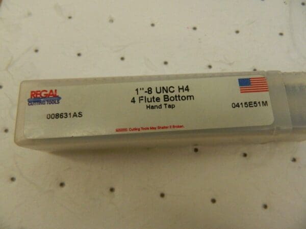 REGAL CUTTING TOOLS Straight Flutes Tap1-8 UNC 4 Fl HSS Bright/Uncoated 008631AS