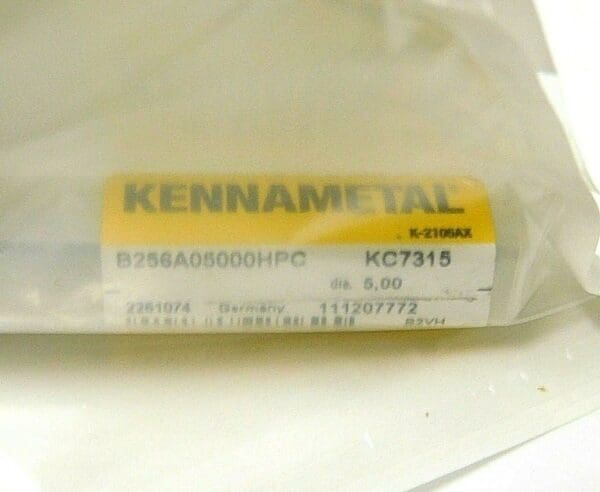 Kennametal Carbide Drill Bit 5.00mm Through Coolant B256A05000HPC 2261074