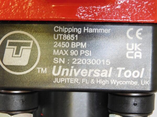 Universal Tool 1" Stroke Chipping Hammer Rnd Shank 2450BPM UT8651R PARTS/REPAIR