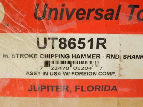 Universal Tool 1" Stroke Chipping Hammer Rnd Shank 2450BPM UT8651R PARTS/REPAIR