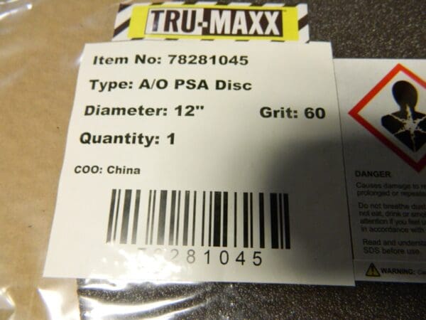 TRU-MAXX 12″ Dia, 60 Grit, Aluminum Oxide Medium Grade Qty 80 78281045