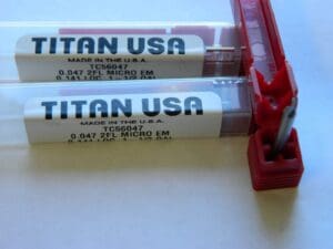 TITAN USA Square End Mill 0.141'' LOC 1/2'' OAL 2 Flutes Solid Carbide QTY 3