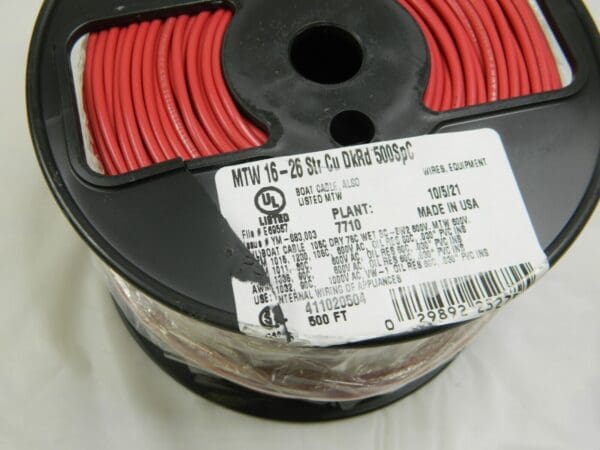 SOUTHWIRE Red Machine Tool Wire 16 AWG, 26 Strand, 500' 411020504