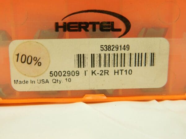 Hertel Solid Carbide Threading Insert:2 Size ITK Style HT10 Grade Qty 10 5002909