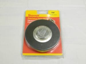 STARRETT Tape Measure: 100' Long, 3/8″ Width, Yellow Blade 65946