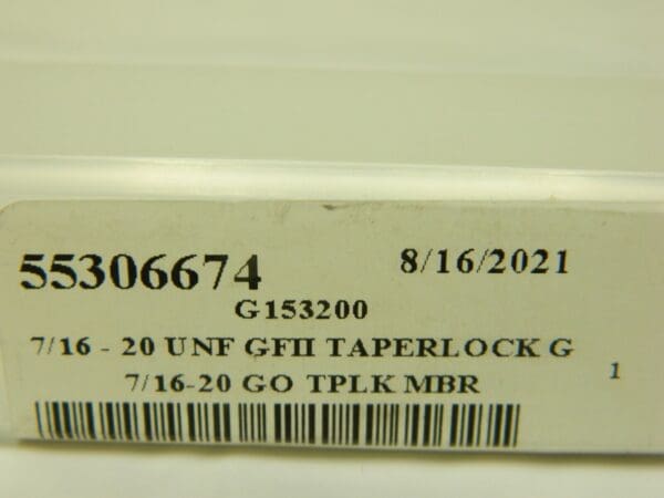 GF GAGE Plug Thread Gage: 7/16-20 Thread, 2B & 3B Class, Single End, Go 55306674