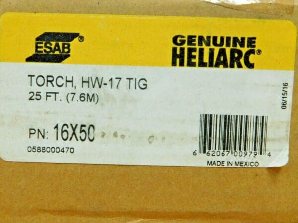 Esab Air Cooled TIG Welding Torch 25 Ft Long 150 Amp Rating 16X50