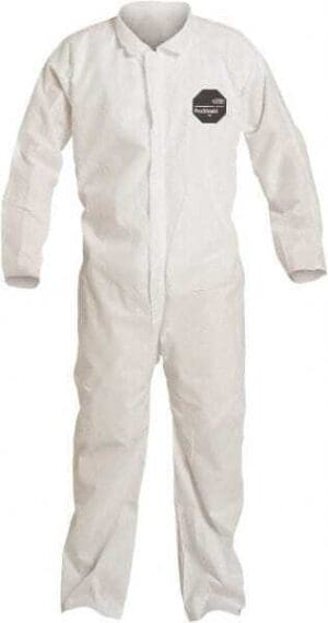 DUPONT Disposable Coveralls: Size X-Large, Film Laminate, Zipper Closure Qty 25